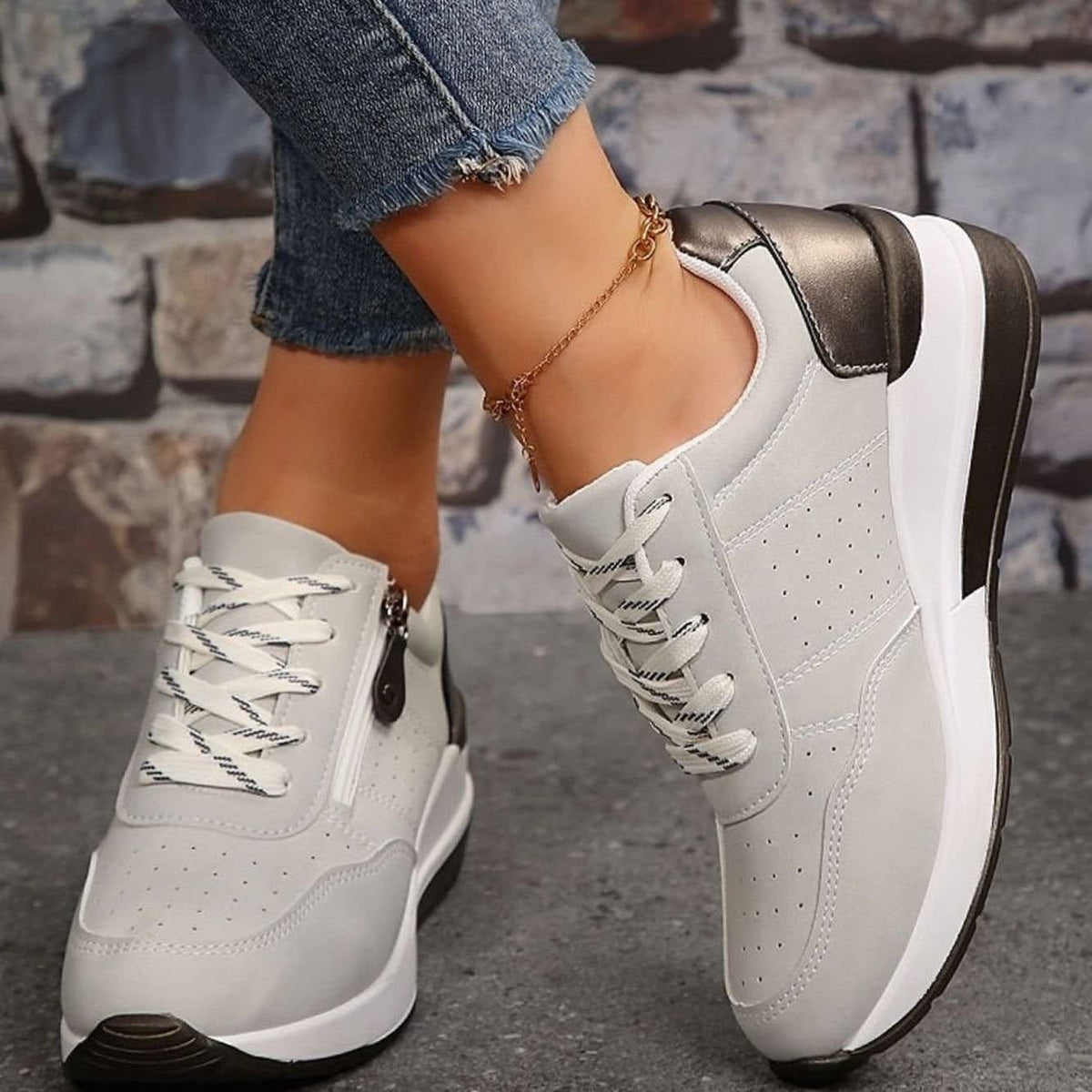 Leslie Cushioned Side Zip Orthopedic Sneakers_5