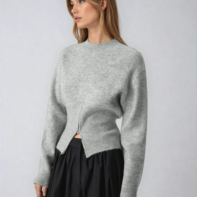 Astrid Cropped Zip Hem Sweater_1