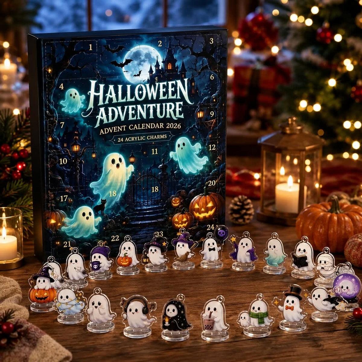 Halloween Advent Calendar 2026 with 24 Ghost Charms Holiday Countdown Gift for Halloween Lovers_7