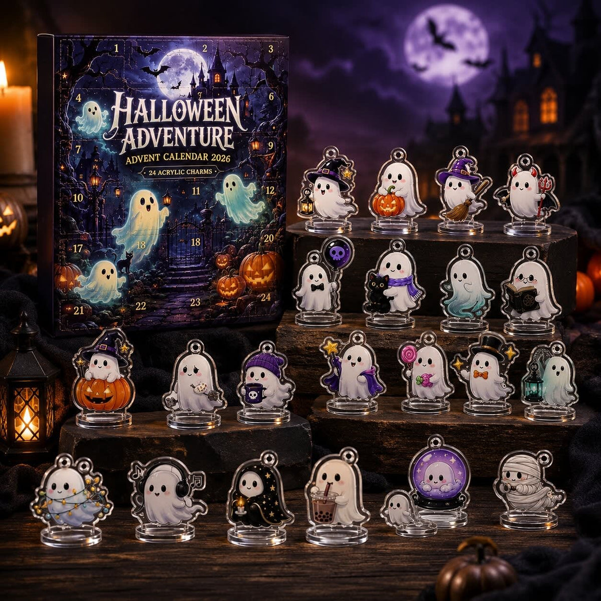 Halloween Advent Calendar 2026 with 24 Ghost Charms Holiday Countdown Gift for Halloween Lovers_8