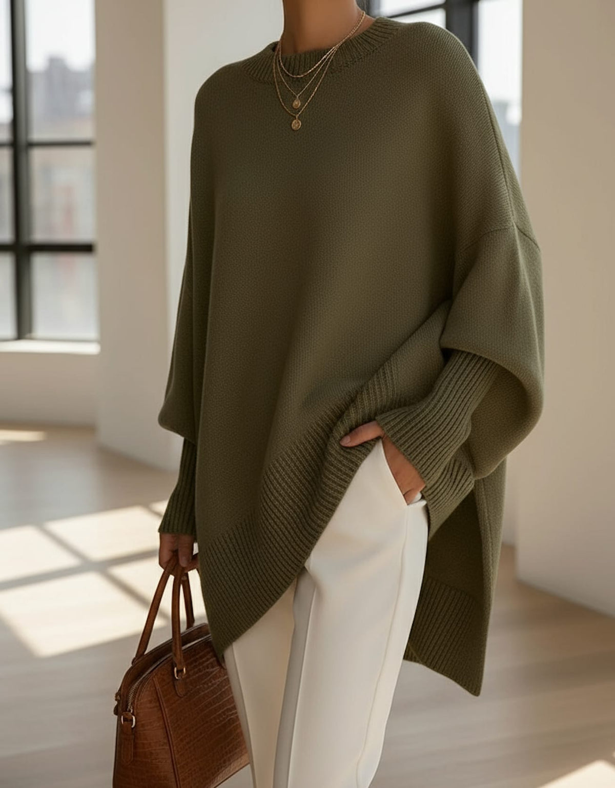 Gwyneth Oversized Batwing Sweater with Asymmetric Hem_11