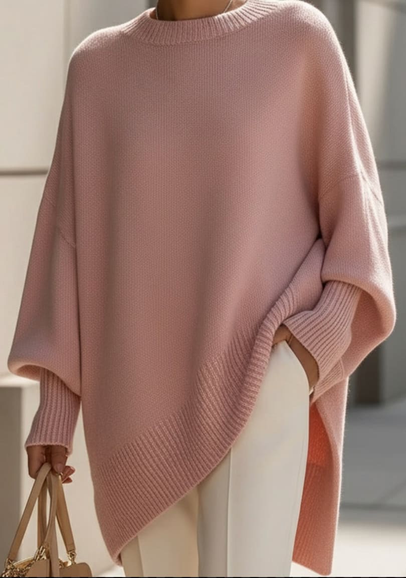 Gwyneth Oversized Batwing Sweater with Asymmetric Hem_9