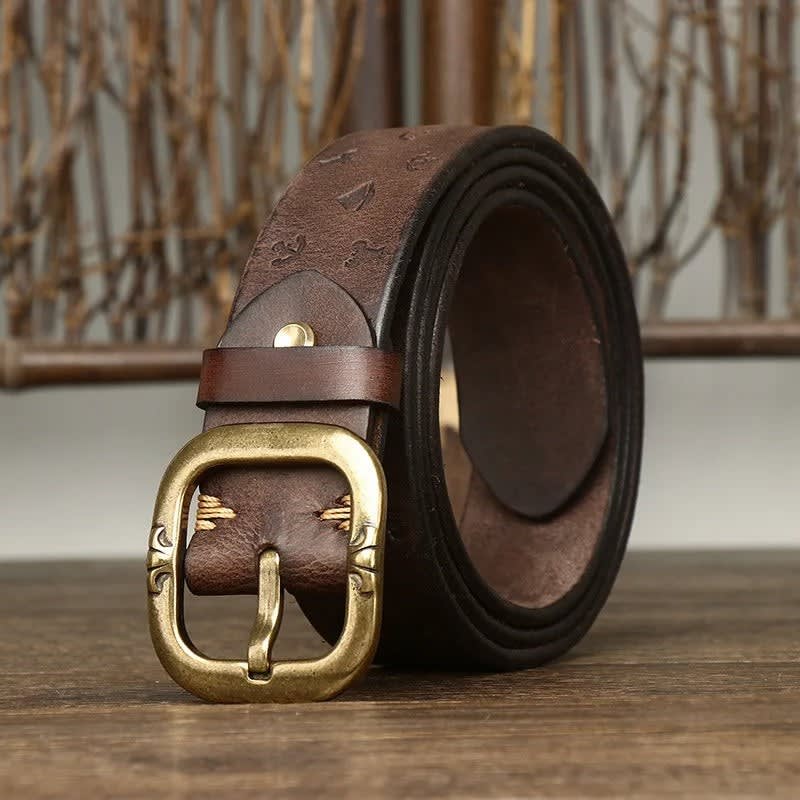 Adam Embossed Anchor Leather Belt_10