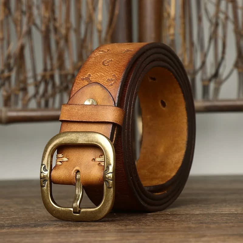 Adam Embossed Anchor Leather Belt_11