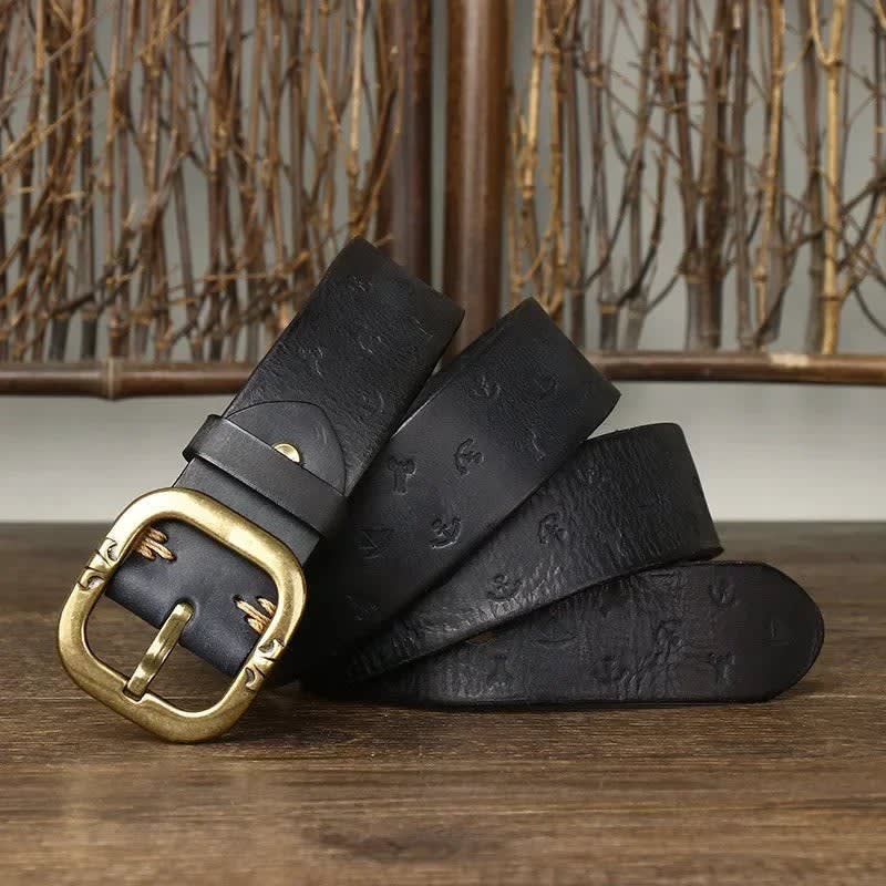 Adam Embossed Anchor Leather Belt_6