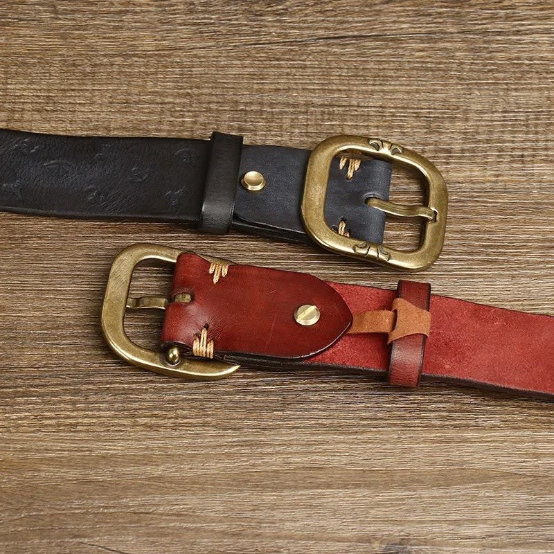 Adam Embossed Anchor Leather Belt_7