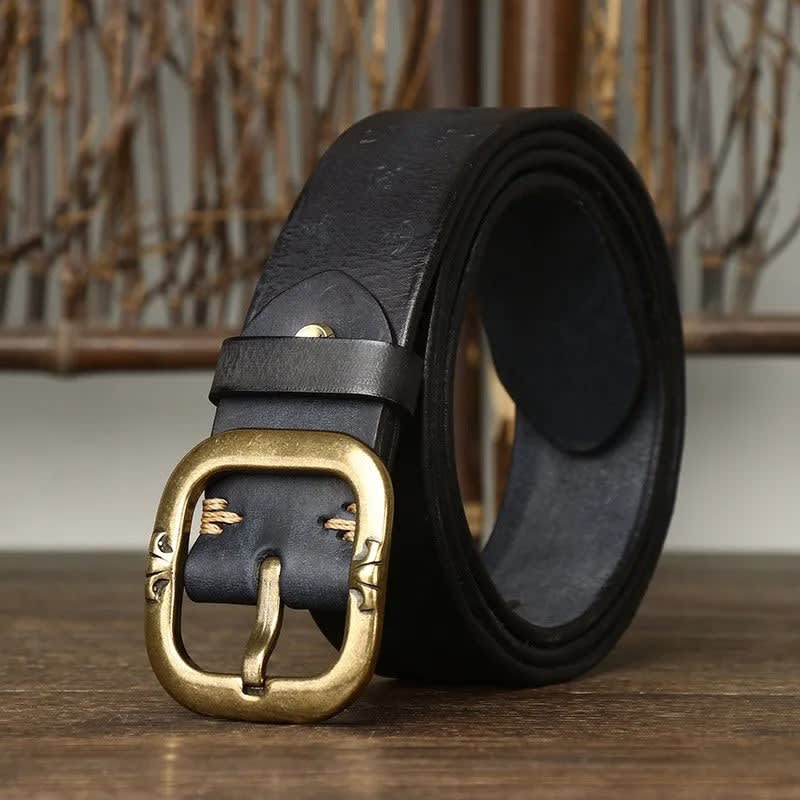 Adam Embossed Anchor Leather Belt_9