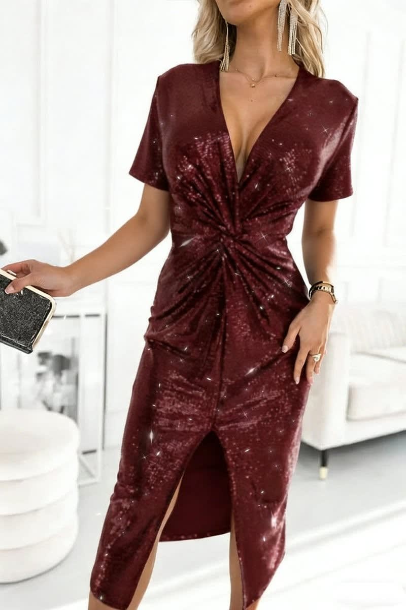 Avery Sequin Twist Front Midi Cocktail Dress_17