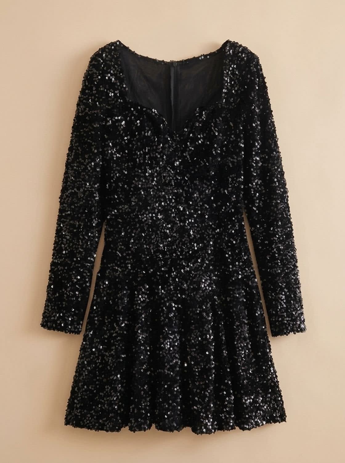Margot Sequin Sweetheart Christmas Party Mini Dress_5