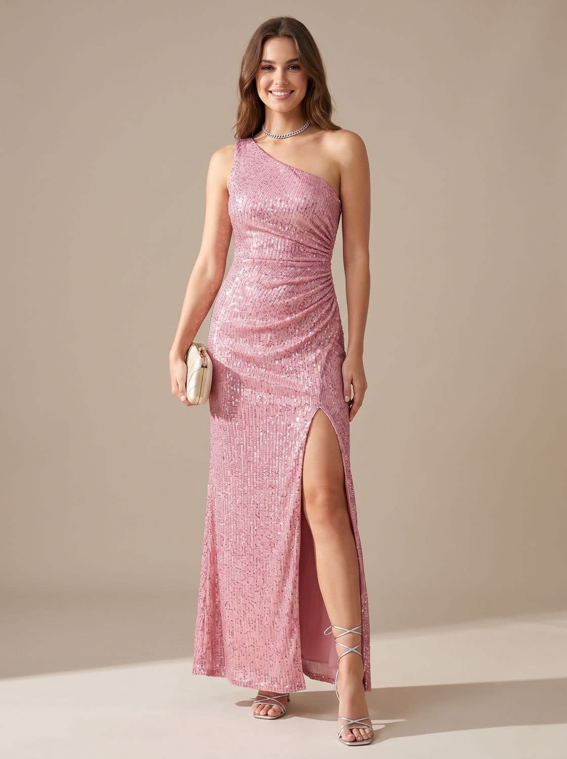 Camilla Sequin One Shoulder Christmas Party Maxi Dress_4