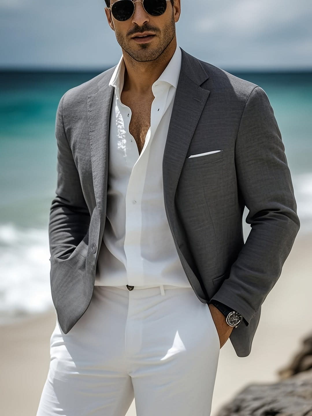 Cassius Polyester Notch Lapel Blazer_5