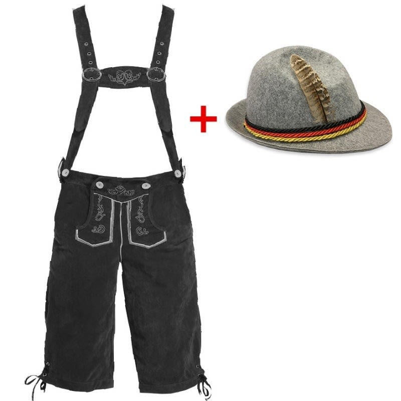 Sean Lederhosen Shorts And Felt Hat Set_17