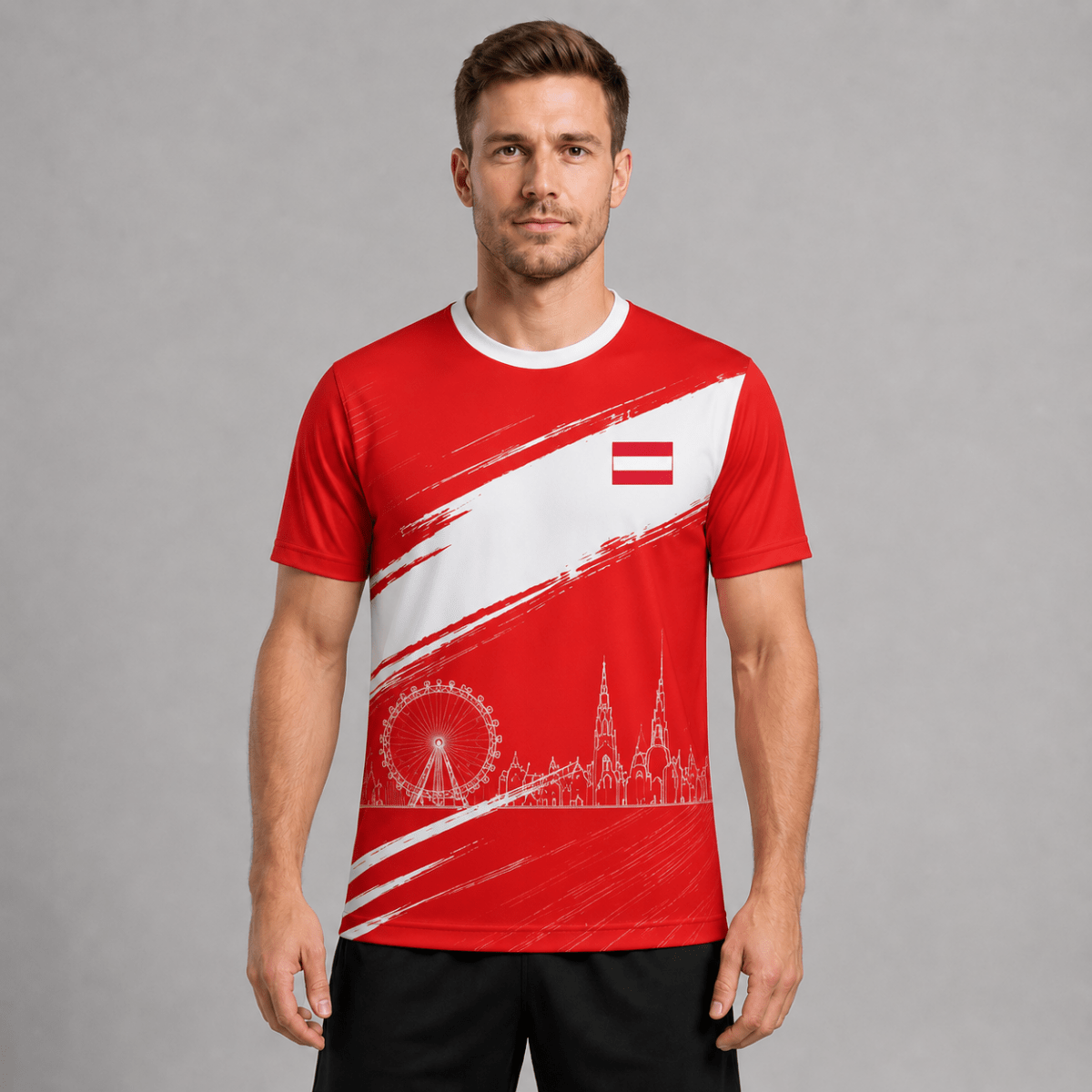 Cole Austria Red-White Men's Football Jersey WM 2026