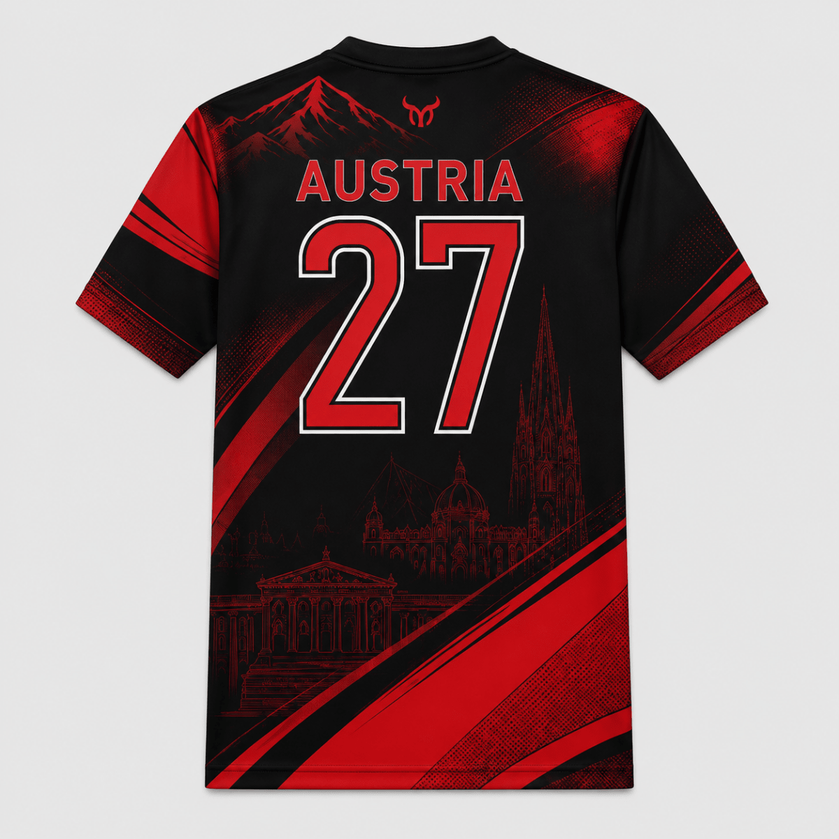 Ethan Austria Red Black Design Men's Football Jersey WM 2026