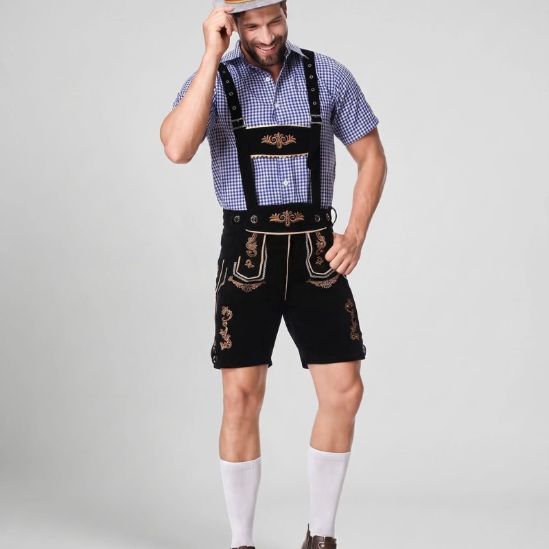 Andre Embroidered Suede Lederhosen Shorts_1