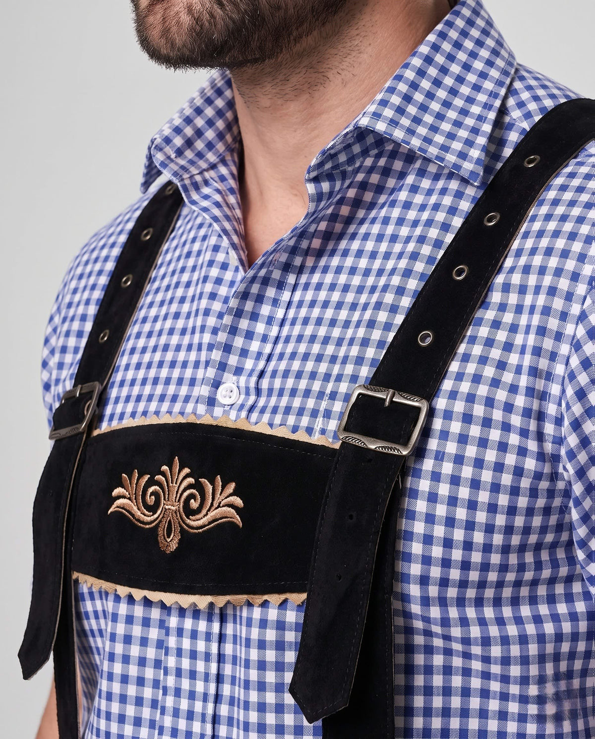 Andre Embroidered Suede Lederhosen Shorts_2