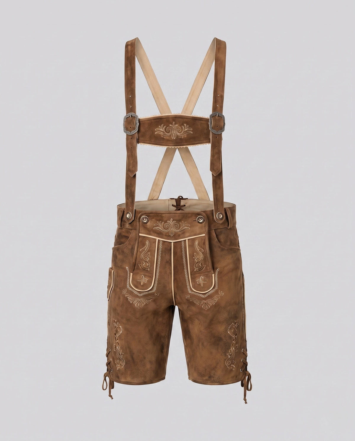 Andre Embroidered Suede Lederhosen Shorts_4