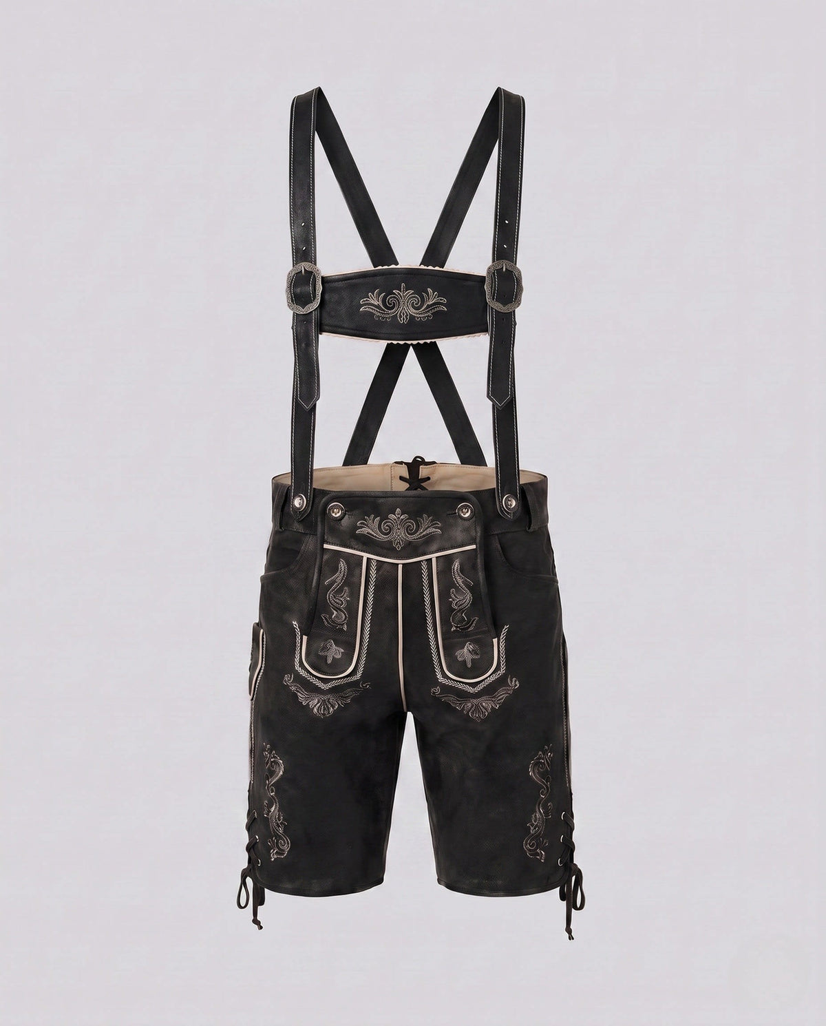 Andre Embroidered Suede Lederhosen Shorts_5