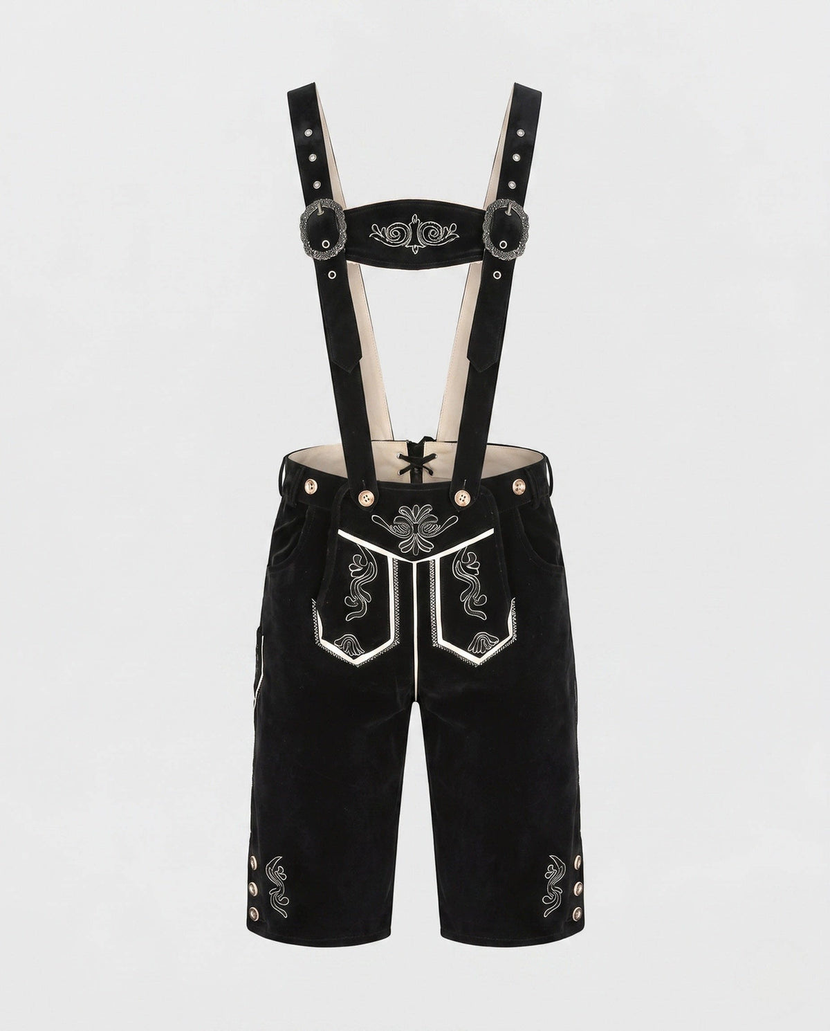 Rico Embroidered Suede Lederhosen Shorts_4