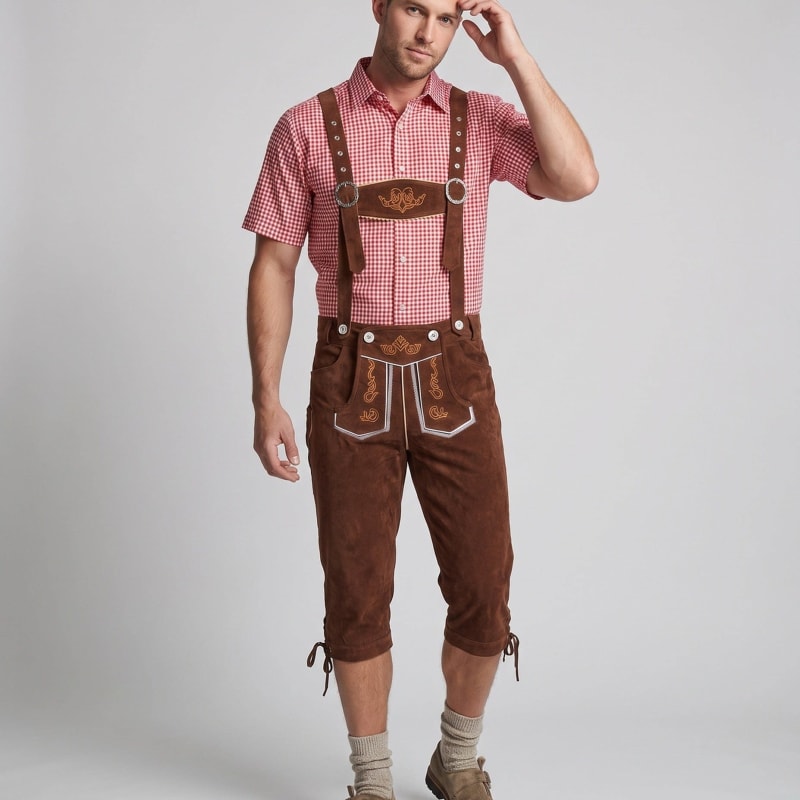 Marcos Knee Length Embroidered Lederhosen_1
