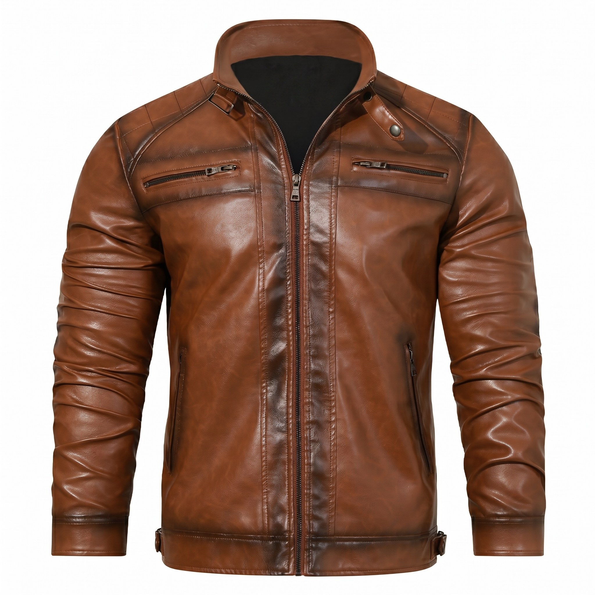Men's Roadster Embroidered Leather Jacket