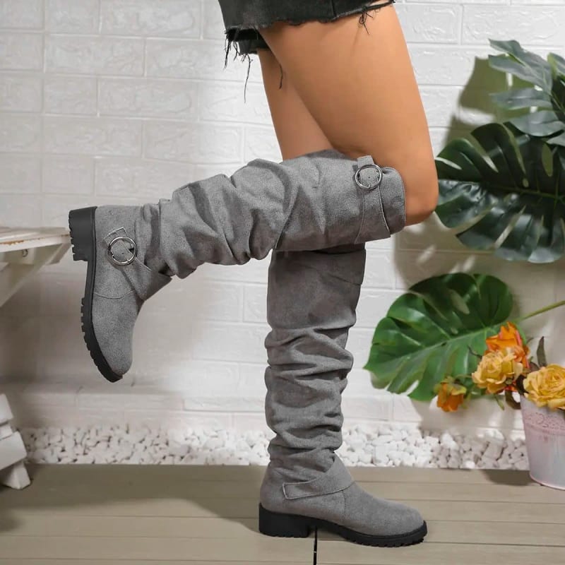 Pilar Slouchy Buckle Knee High Boots_1