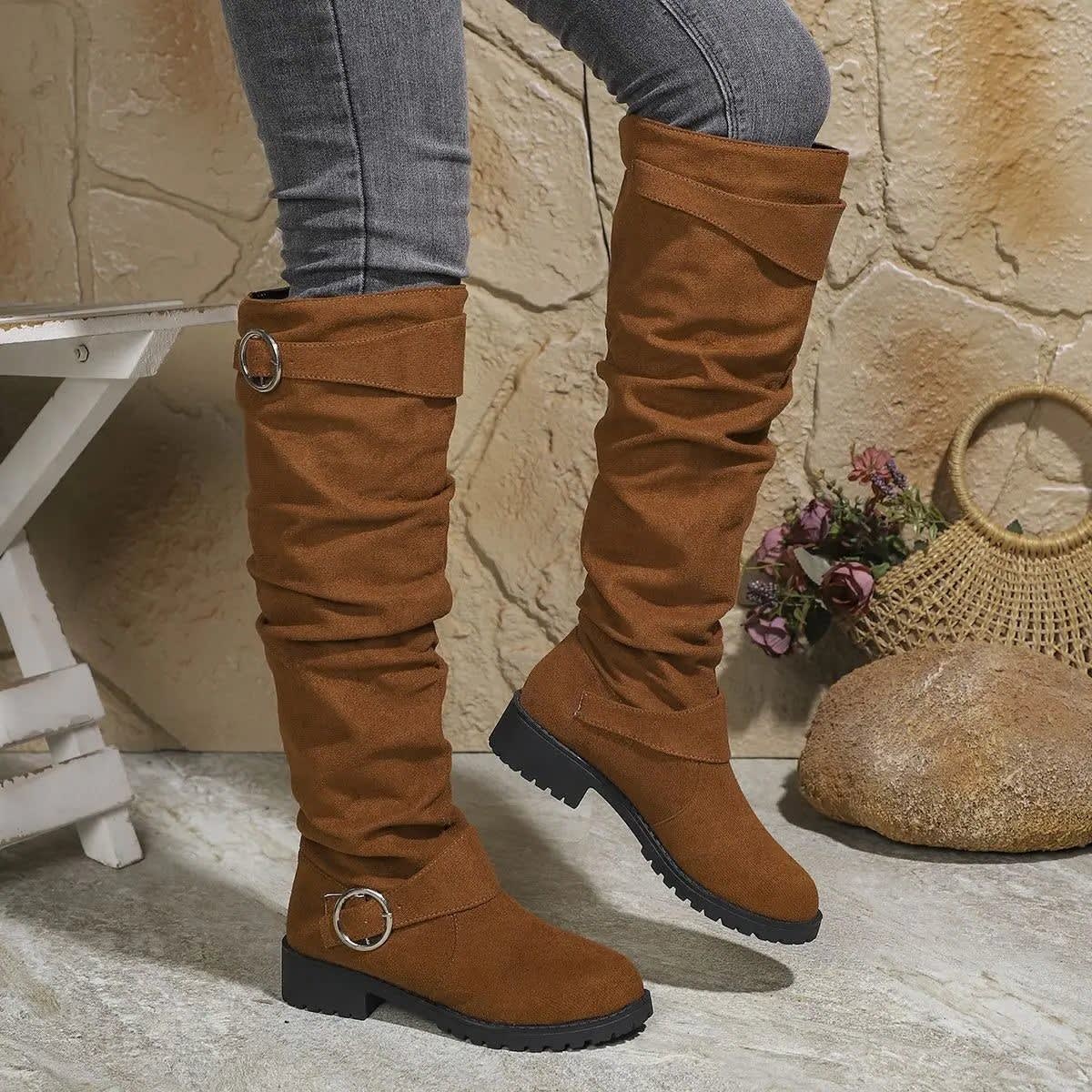 Pilar Slouchy Buckle Knee High Boots_2