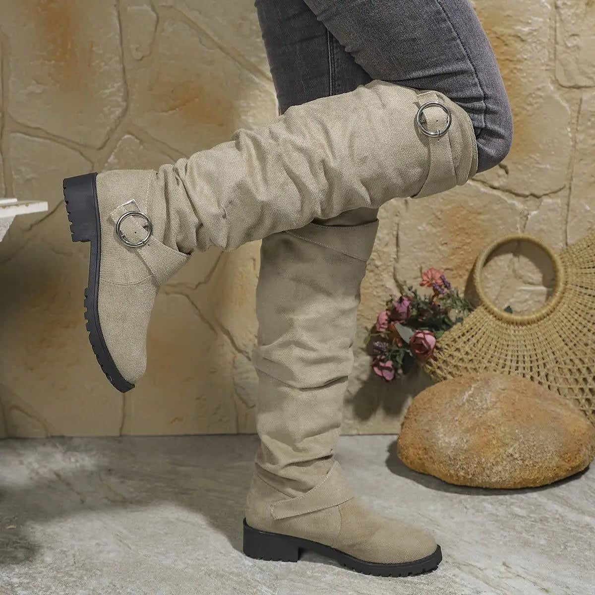 Pilar Slouchy Buckle Knee High Boots_4