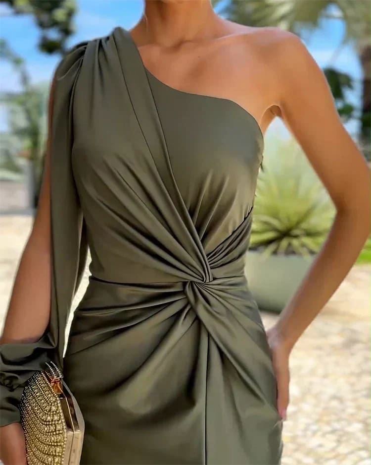Eira One Shoulder Ruched Wedding Guest Maxi Dress_4