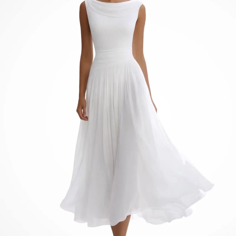 Lucinda Cowl Neck Draped Wedding Guest Midi Dress_1