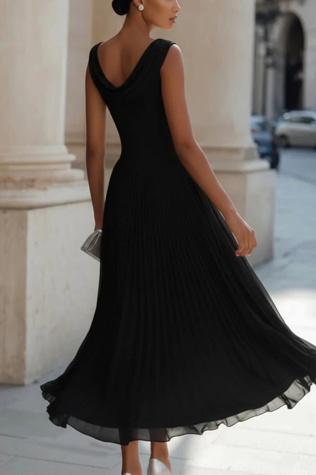 Lucinda Cowl Neck Draped Wedding Guest Midi Dress_9