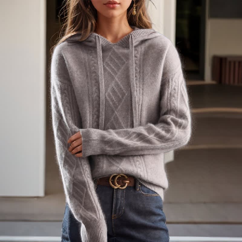 Victoire Cable Knit Hooded Sweater_2