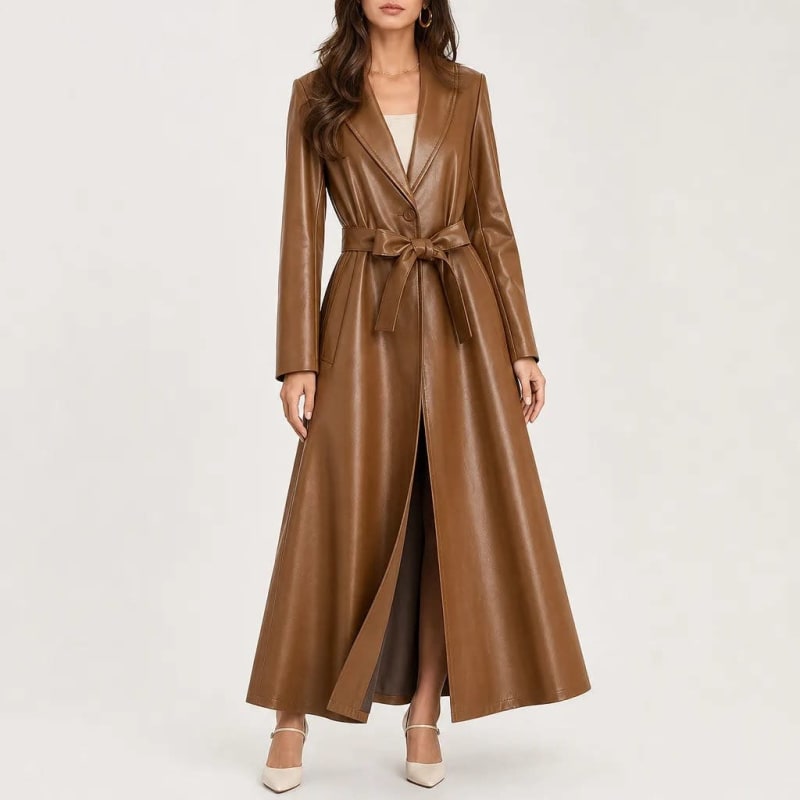 Audrey Belted Faux Leather Maxi Coat_1