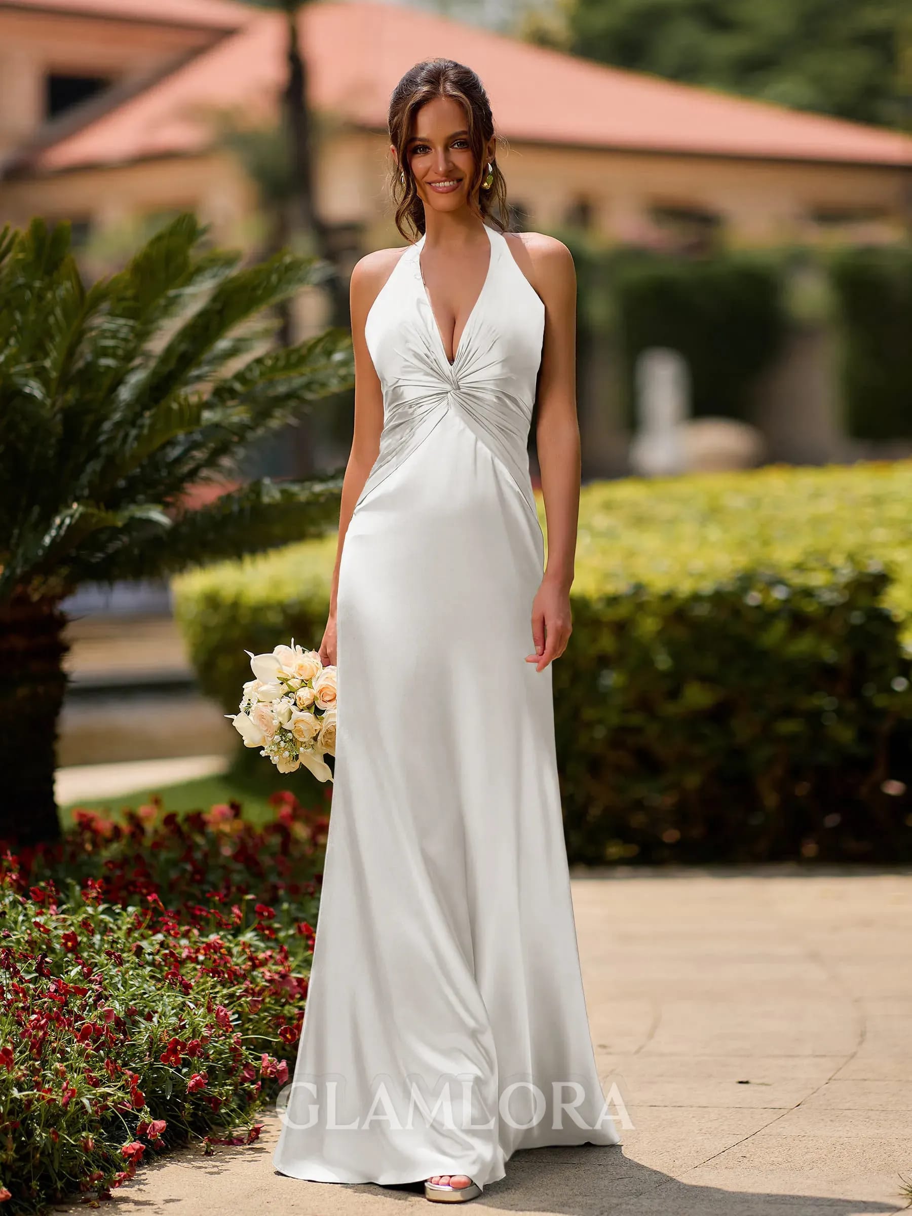 Emmeline Halter Neck Twist Front Wedding Guest Maxi Dress_3