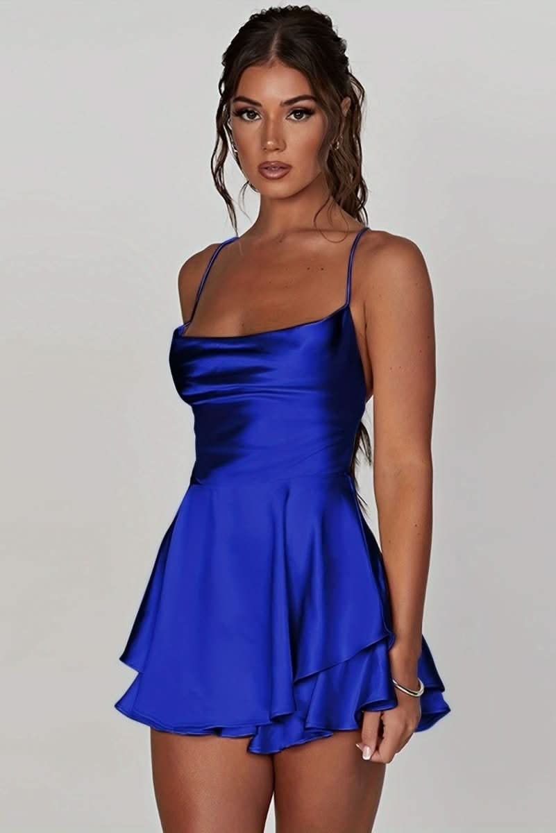 Sidonie Satin Ruched Ruffle Hem Homecoming Dress_14