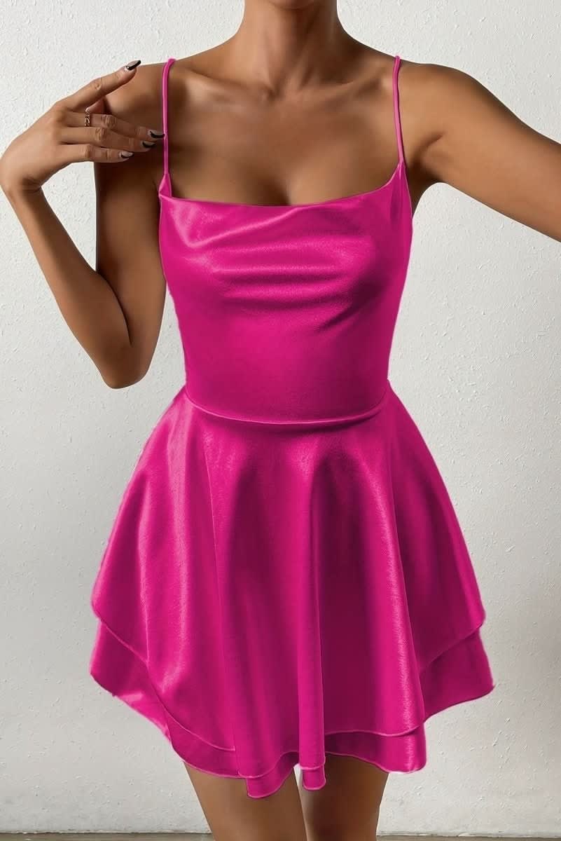 Sidonie Satin Ruched Ruffle Hem Homecoming Dress_9