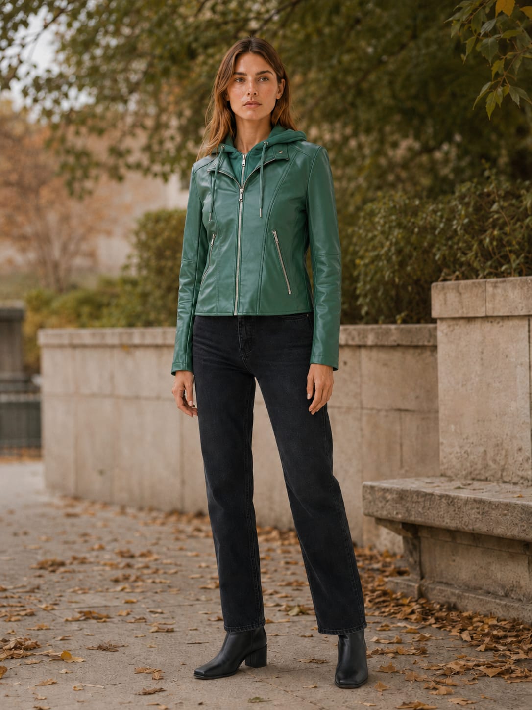 Kyla Hooded Zip Front Moto Jacket_5