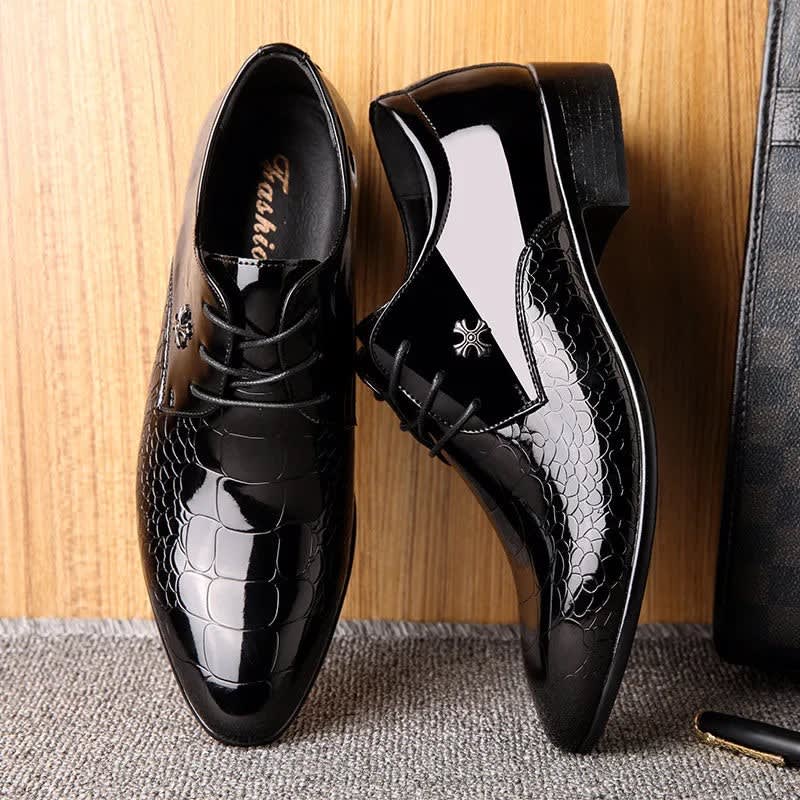 Herman Croc Embossed Pointed Toe Dress Shoes_3