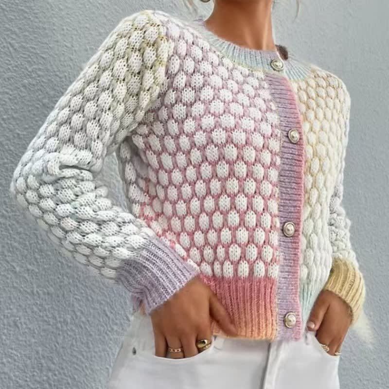 Delaney Bubble Knit Color Block Cardigan_1