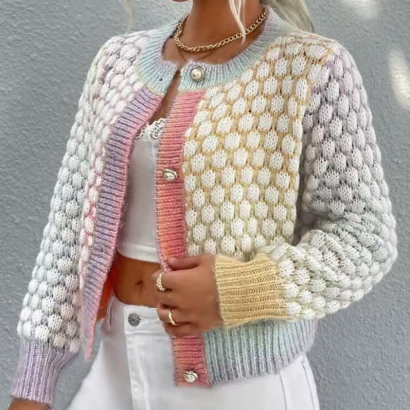 Delaney Bubble Knit Color Block Cardigan_4