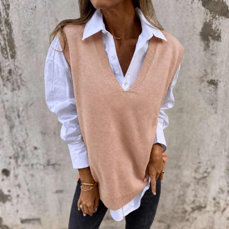Allegra Ribbed Knit Oversized Sweater Vest_1