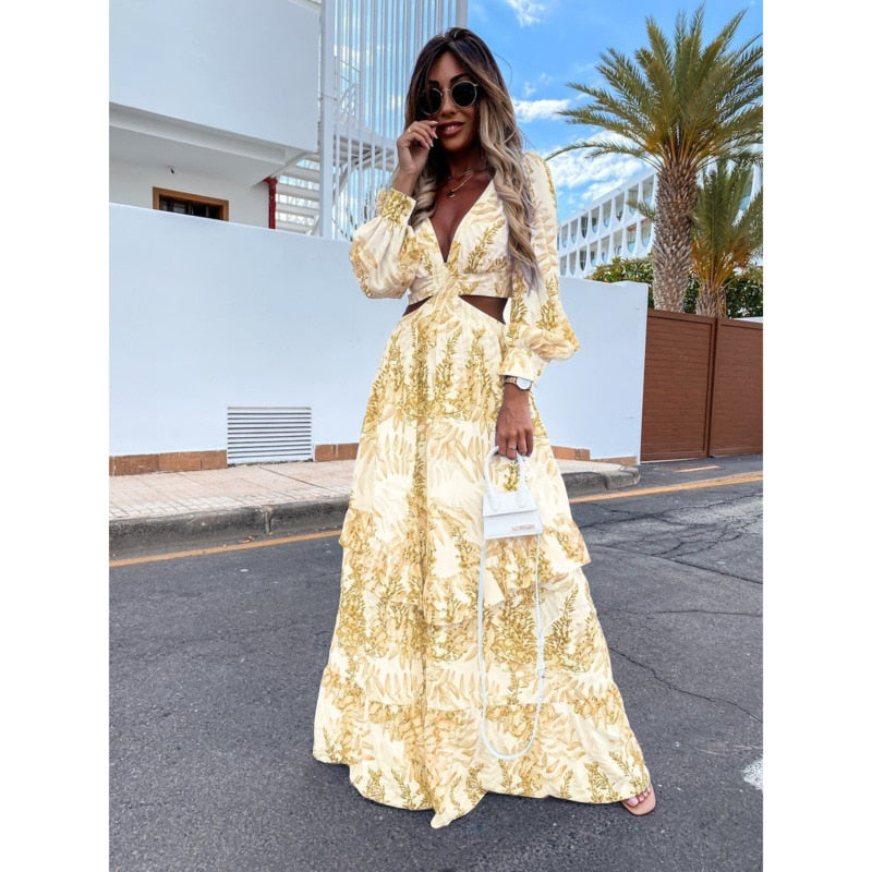 Amelia Rose V-Neck Maxi Dress