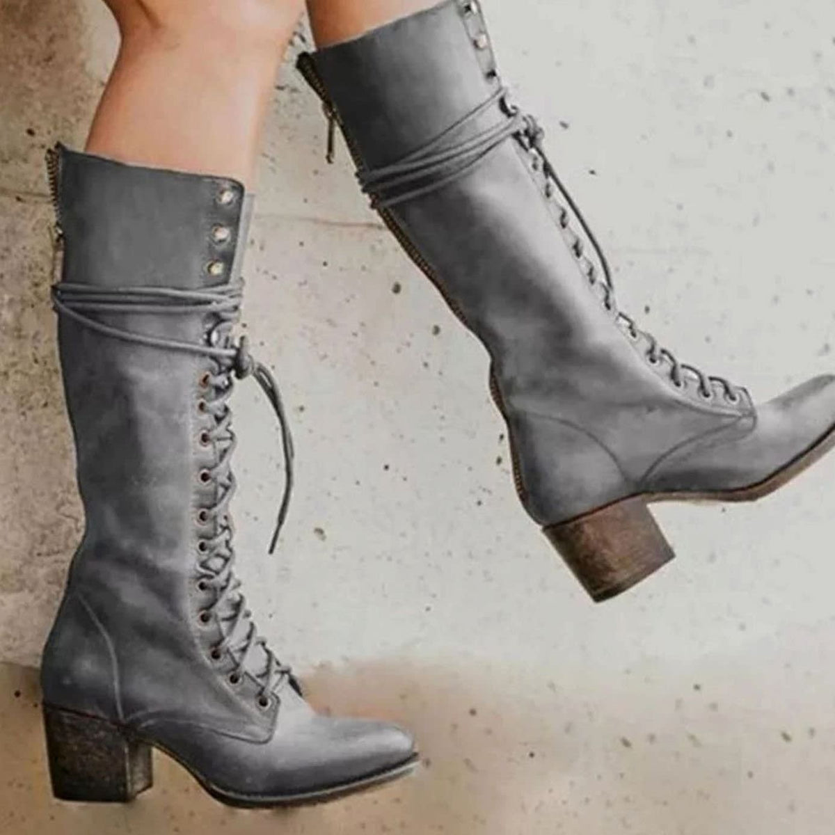 Emily Faux Leather Lace-Up Knee High Boots_2