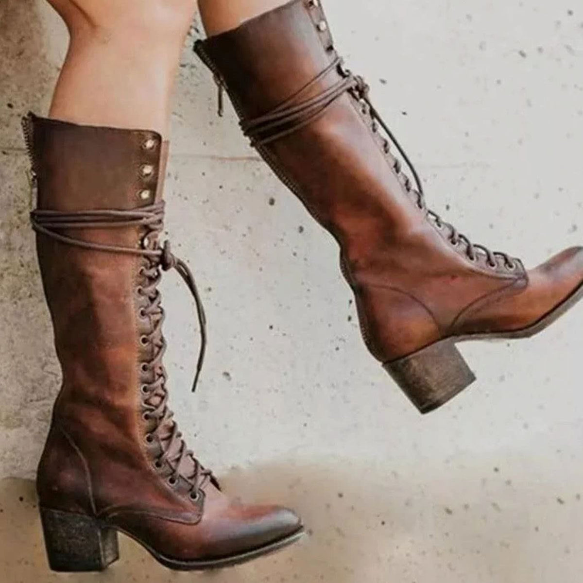 Emily Faux Leather Lace-Up Knee High Boots_3