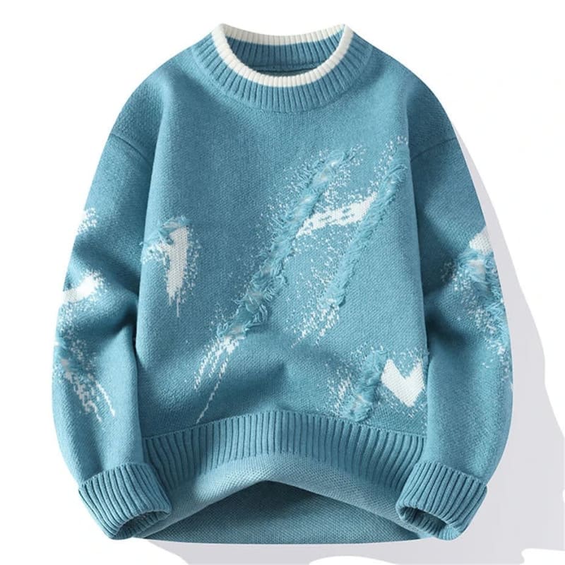 Zeke Distressed Relaxed Fit Crewneck Sweater_1