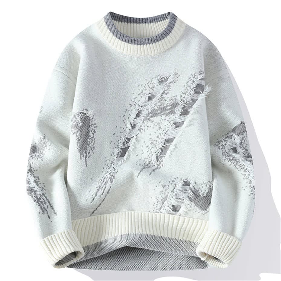 Zeke Distressed Relaxed Fit Crewneck Sweater_3
