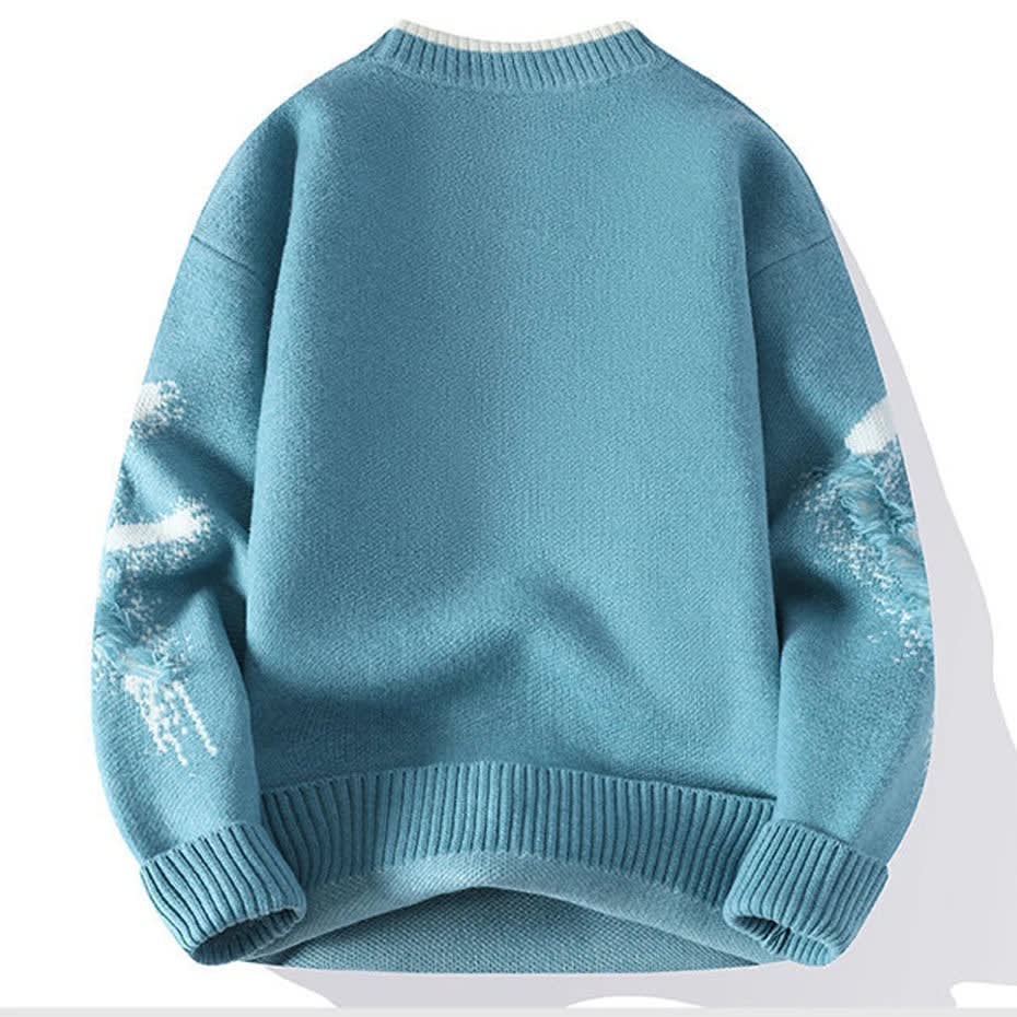 Zeke Distressed Relaxed Fit Crewneck Sweater_4