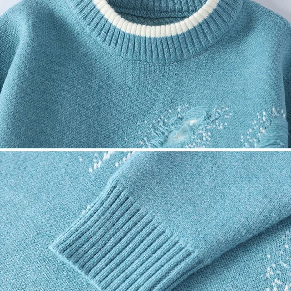 Zeke Distressed Relaxed Fit Crewneck Sweater_5