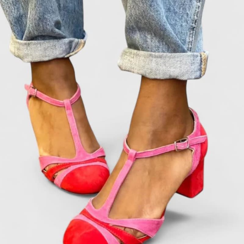 Hattie Two Tone T-Strap Block Heels_1
