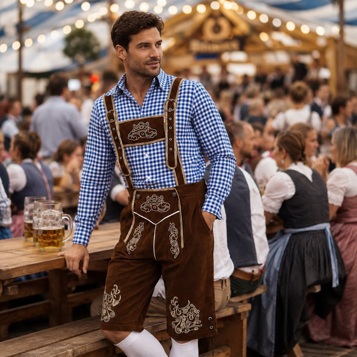 Alonzo Three Piece Oktoberfest Lederhosen Shorts Set_16